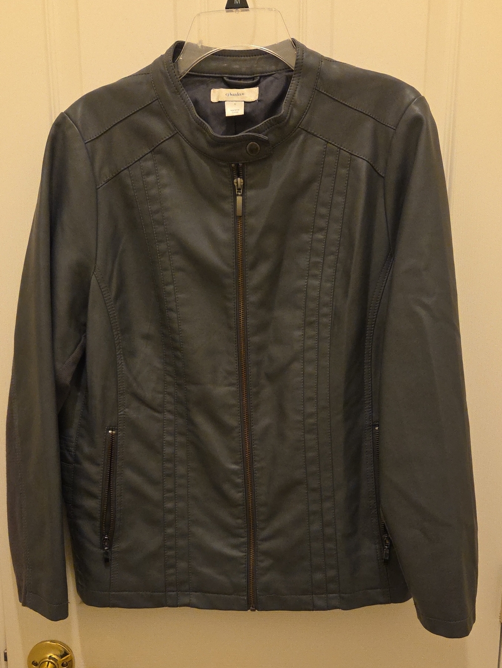 Women's Christopher and Banks Dark Grey Faux-Leather Jacket